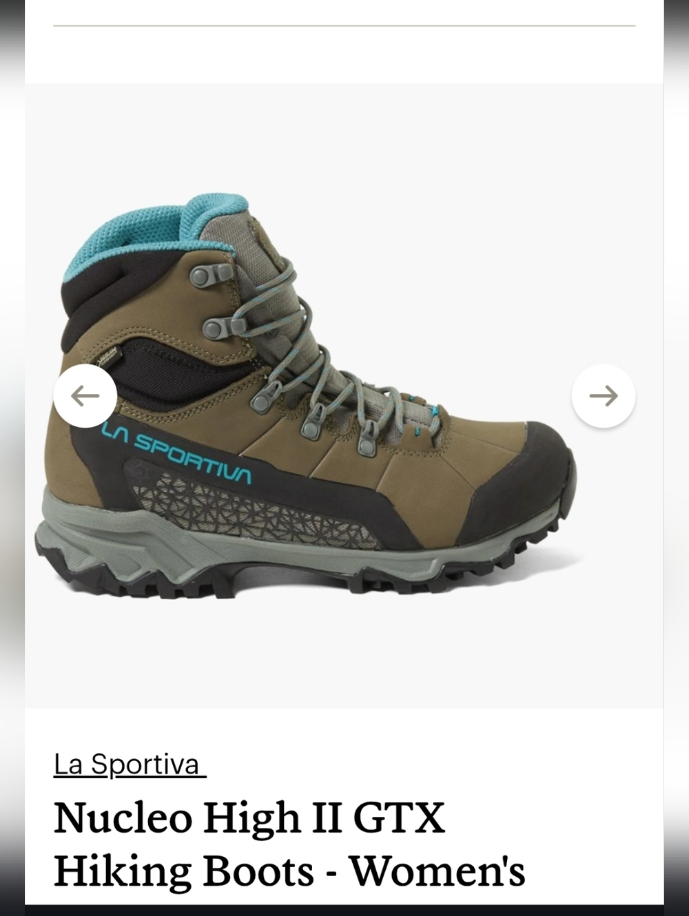 La Sportiva Women's Nucleo High II GTX Hiking Boots - Olive/Turquoise